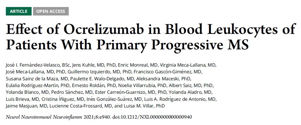 Investigadores de la REEM publican un estudio sobre los efectos del tratamiento con Ocrelizumab en poblaciones leucocitarias de sangre periférica de pacientes con EMPP